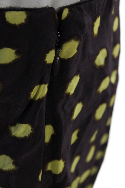 J Crew Womens Side Zip Knee Length Dotted A Line Skirt Purple Yellow Size 0