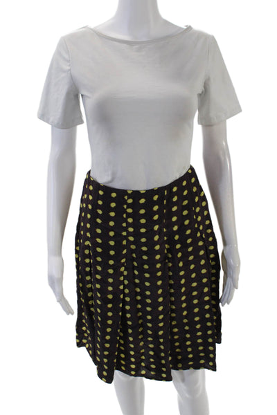 J Crew Womens Side Zip Knee Length Silk Dotted A Line Skirt Purple Yellow Size 2