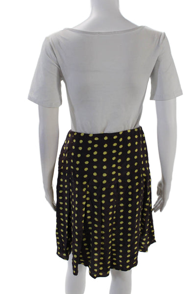 J Crew Womens Side Zip Knee Length Silk Dotted A Line Skirt Purple Yellow Size 2