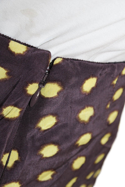 J Crew Womens Side Zip Knee Length Silk Dotted A Line Skirt Purple Yellow Size 2