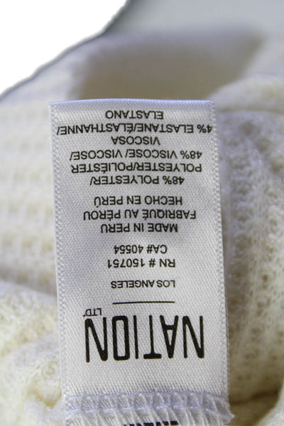 Nation LTD Womens Waffle Knit Long Sleeve Button Up Maxi Dress Cream Size M