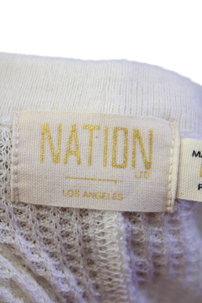 Nation LTD Womens Waffle Knit Long Sleeve Button Up Maxi Dress Cream Size M