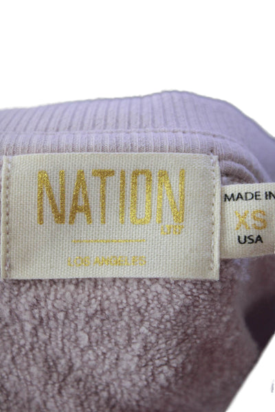 Nation LTD Womens Cotton V-Neck Long Sleeve Pullover Sweatshirt Top Pink Size XS