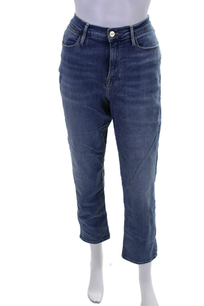 Frame Denim Womens Zipper Fly High Rise Straight Leg Jeans Blue Denim Size 31