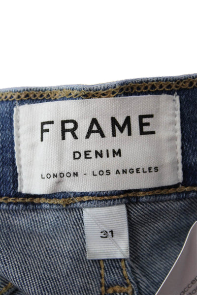 Frame Denim Womens Zipper Fly High Rise Straight Leg Jeans Blue Denim Size 31