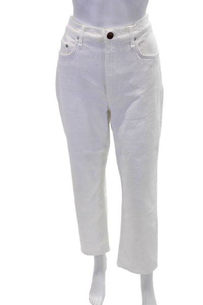 Rag & Bone Womens Wren High Rise Slim Straight Jeans White Denim Size 32