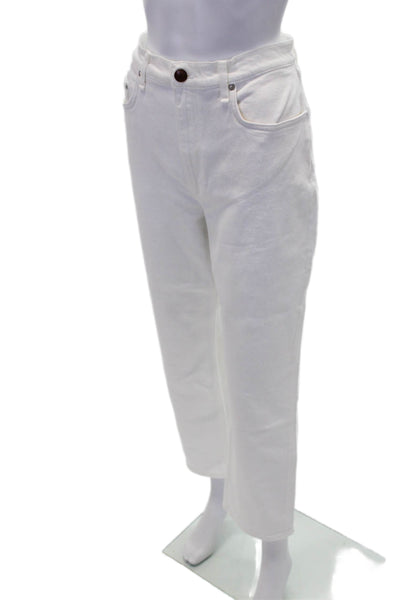Rag & Bone Womens Wren High Rise Slim Straight Jeans White Denim Size 32