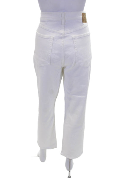 Rag & Bone Womens Wren High Rise Slim Straight Jeans White Denim Size 32