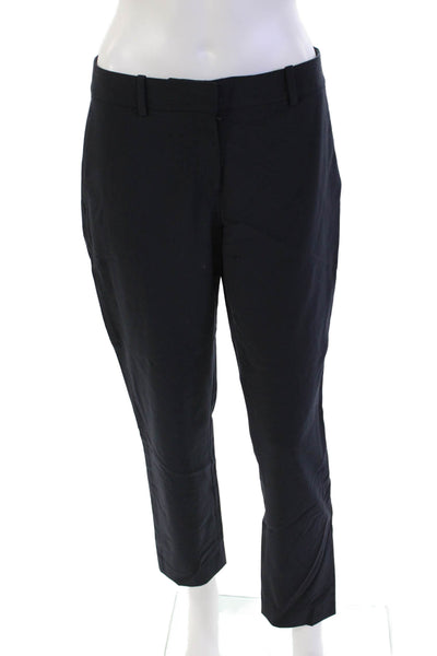 Theory Womens Wool Zip Button Lined Tapered Leg Dress Pants Navy Size 04