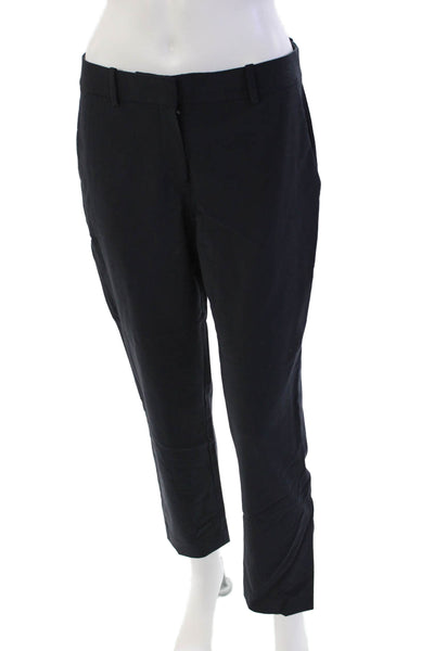 Theory Womens Wool Zip Button Lined Tapered Leg Dress Pants Navy Size 04