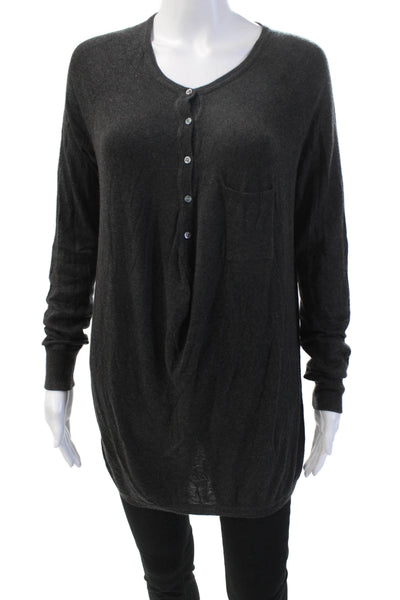 Vince Womens Cotton Long Sleeve Button Up Knit Cardigan Gray Size S
