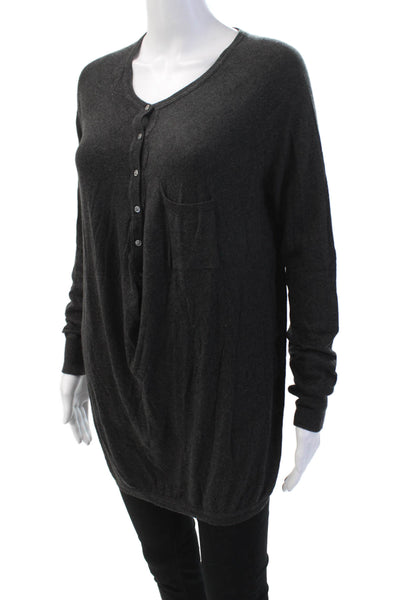 Vince Womens Cotton Long Sleeve Button Up Knit Cardigan Gray Size S