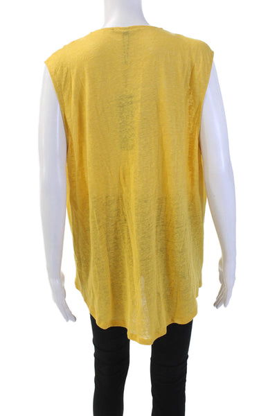 Kobi Halperin Womens Sleeveless Linen V-neck Sleeveless Knit Top Yellow Size L