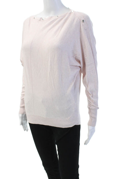Allsaints Womens Long Sleeve Scoop Neck Knit Causal Top Pink Size S
