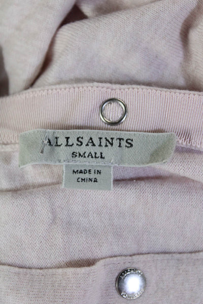 Allsaints Womens Long Sleeve Scoop Neck Knit Causal Top Pink Size S