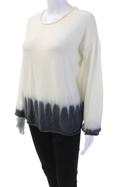 ATM Womens Wool Long Sleeve Round Neck Tie Dye Knit Sweater White Size S