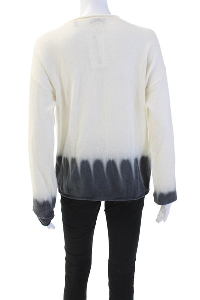 ATM Womens Wool Long Sleeve Round Neck Tie Dye Knit Sweater White Size S