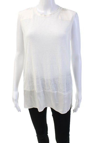 Rag & Bone Womens Linen Scoop Neck Sleeveless Lined Tank Top White Size S