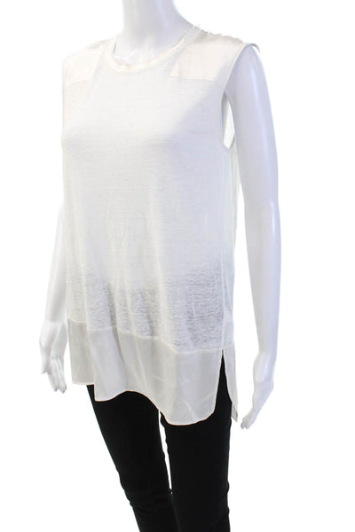 Rag & Bone Womens Linen Scoop Neck Sleeveless Lined Tank Top White Size S