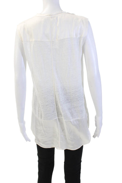 Rag & Bone Womens Linen Scoop Neck Sleeveless Lined Tank Top White Size S