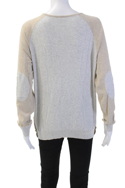 J. Mclaughlin Womens Cotton Long Sleeve Round Neck Layer Knit Top Beige Size S