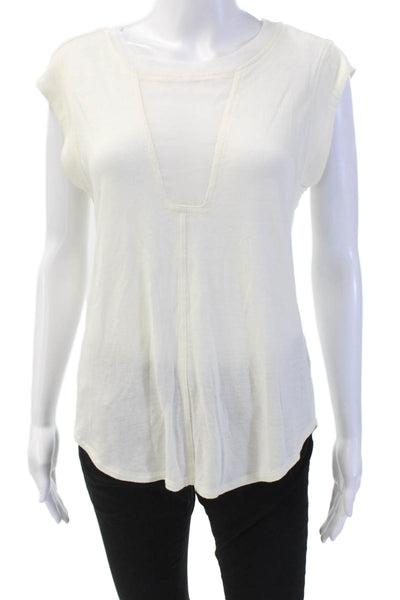 Rebecca Taylor Womens Wool Scoop Sleeveless Lined Knit Top White Size M