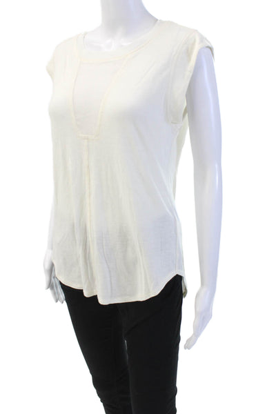 Rebecca Taylor Womens Wool Scoop Sleeveless Lined Knit Top White Size M