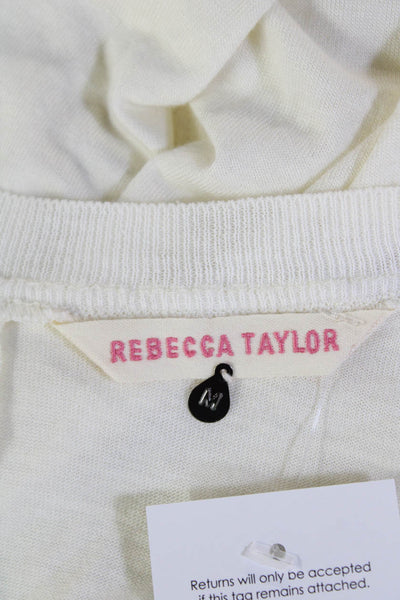 Rebecca Taylor Womens Wool Scoop Sleeveless Lined Knit Top White Size M
