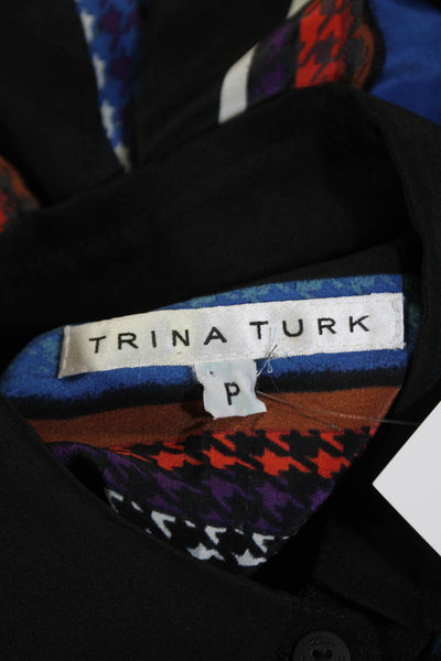 Trina Turk Womens Silk Long Sleeve Button Up Lined Blouse Black Size S