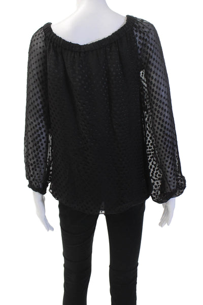 Alice And Trixie Womens Textured Scoop Neck Long Sleeve Dotted Blouse Black Size