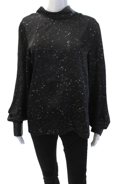 Vince Womens High Neck Long Sleeve Polka Dotted Sleek Dress Black Size S