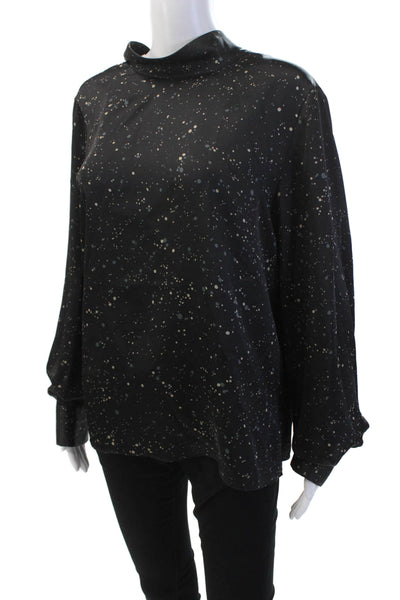 Vince Womens High Neck Long Sleeve Polka Dotted Sleek Dress Black Size S