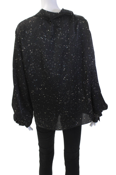 Vince Womens High Neck Long Sleeve Polka Dotted Sleek Dress Black Size S