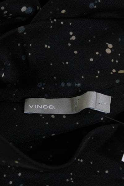 Vince Womens High Neck Long Sleeve Polka Dotted Sleek Dress Black Size S