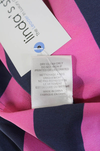 Equipment Femme Womens Silk Long Sleeve Button Up Stripe Top Pink Size S