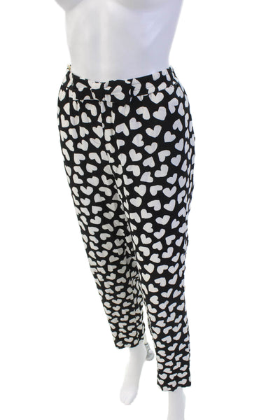 Kate Spade Womens Elastic Waistband Straight Leg Graphic Print Pants Black Size