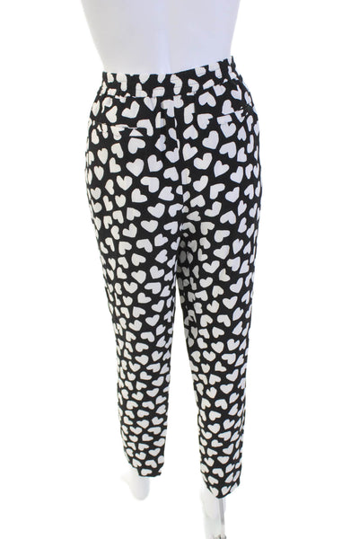 Kate Spade Womens Elastic Waistband Straight Leg Graphic Print Pants Black Size