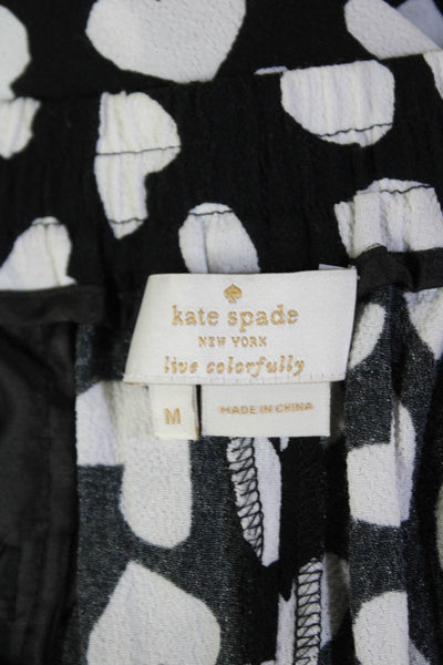 Kate Spade Womens Elastic Waistband Straight Leg Graphic Print Pants Black Size
