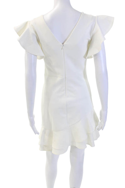 Amanda Uprichard Womens Short Sleeve Zip Lined Scoop Neck Dress White Size M
