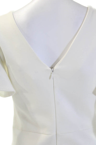 Amanda Uprichard Womens Short Sleeve Zip Lined Scoop Neck Dress White Size M
