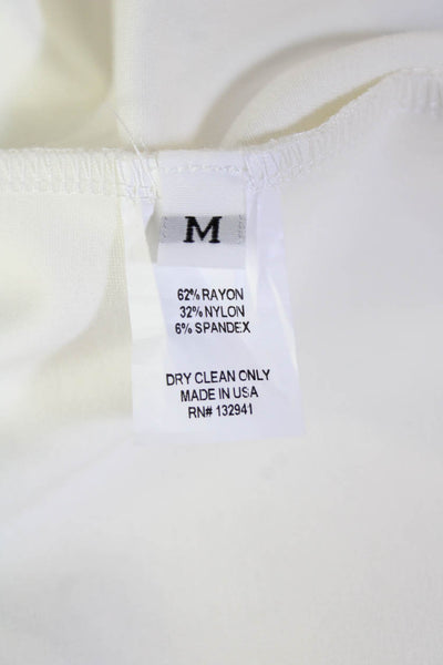 Amanda Uprichard Womens Short Sleeve Zip Lined Scoop Neck Dress White Size M