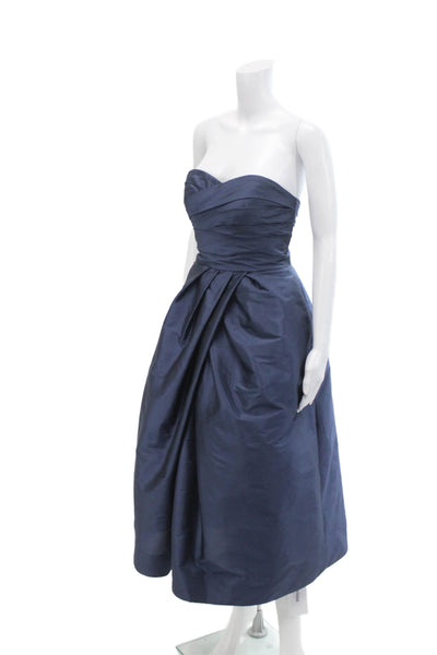 Monique Lhuillier Bridesmaids Womens Sweetheart Neck A Line Gown Navy Blue Size