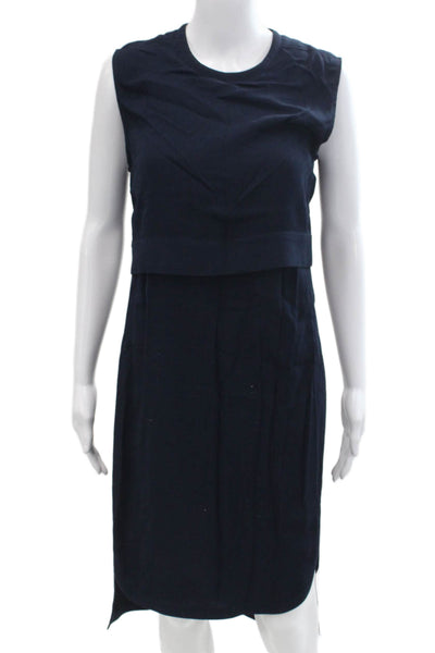 Helmut Lang Womens Sleeveless Mid Calf Maxi Dress Navy Blue Size 0
