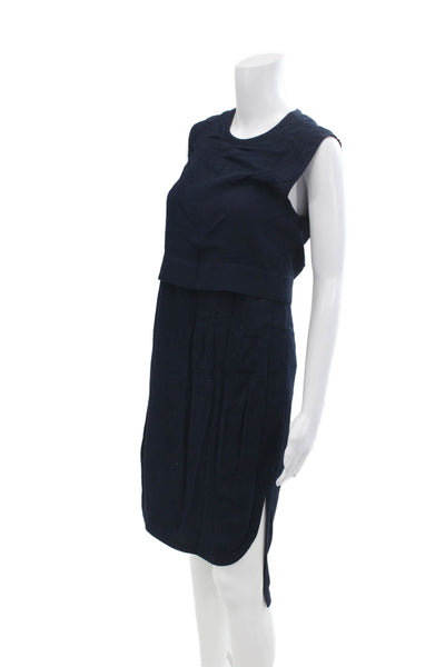 Helmut Lang Womens Sleeveless Mid Calf Maxi Dress Navy Blue Size 0