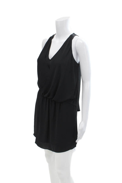 Elizabeth and James Womens Silk Blend V Neck Sleeveless A Line Dress Black Size