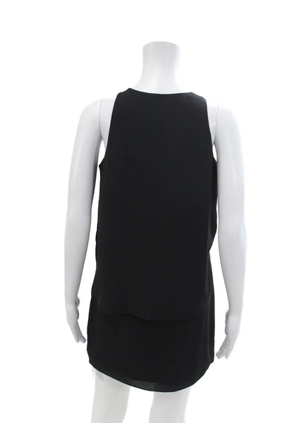 Elizabeth and James Womens Silk Blend V Neck Sleeveless A Line Dress Black Size