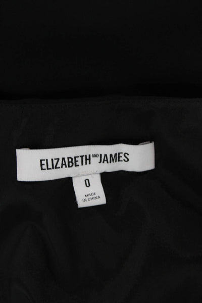 Elizabeth and James Womens Silk Blend V Neck Sleeveless A Line Dress Black Size