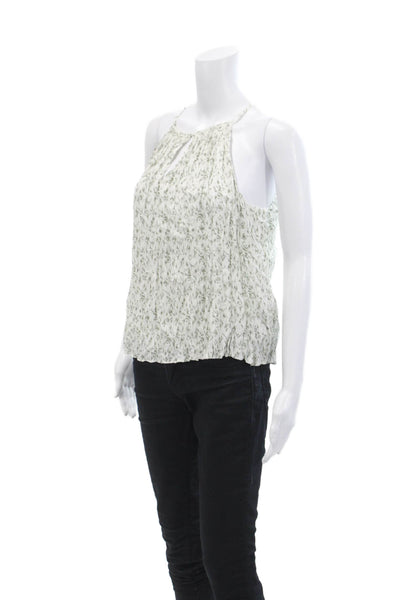 Joie Womens Silk Geometric Halter Neck Sleeveless Tank Top White Size S