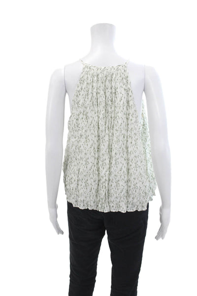 Joie Womens Silk Geometric Halter Neck Sleeveless Tank Top White Size S