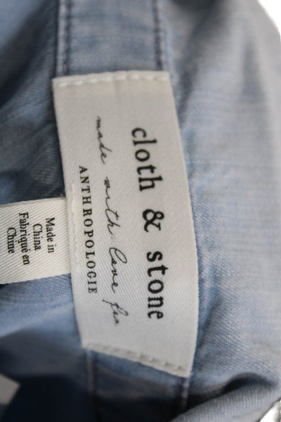 Cloth & Stone Womens Collared Short Sleeve Buttoned Denim Blouse Blue Size XS